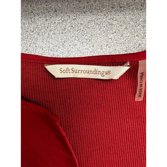 Soft Surroundings Alix Tunic Top Size Medium Rust V-Neck Mix Media Overlay - Picture 5 of 8